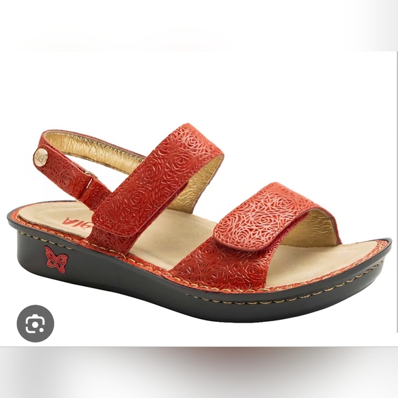 Alegria Orange Floral Embossed Sandals - Picture 3 of 6